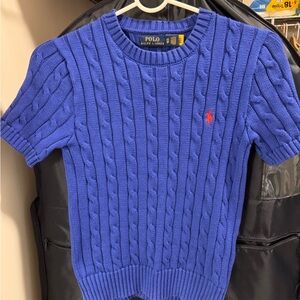 Ralph Lauren Vibrant Blue Cable Knit Crewneck Sweater